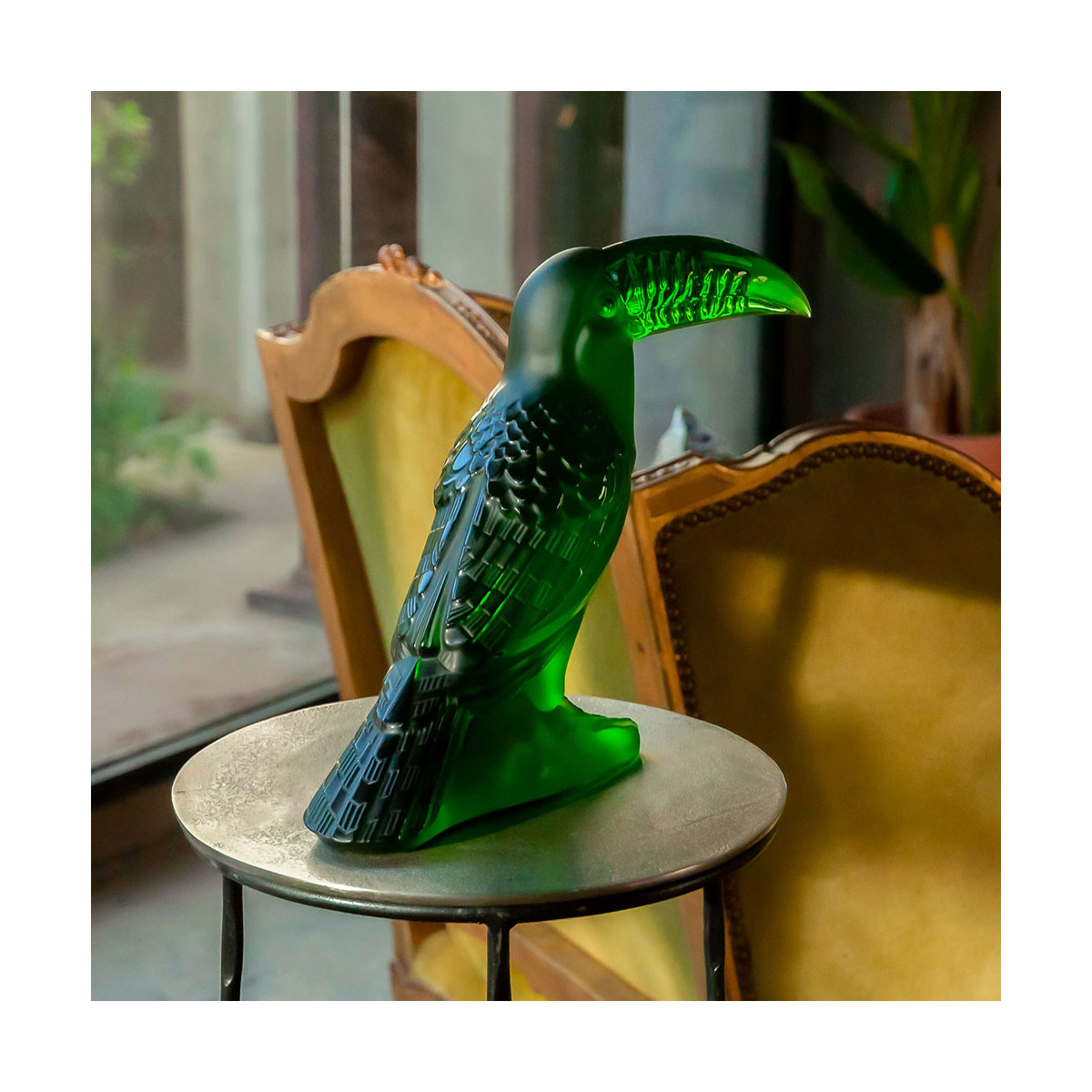Lalique Empreinte Animale Toucan Figure Green Meadow